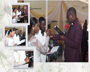 Ayomide and Abiodun exchanging wedding vows